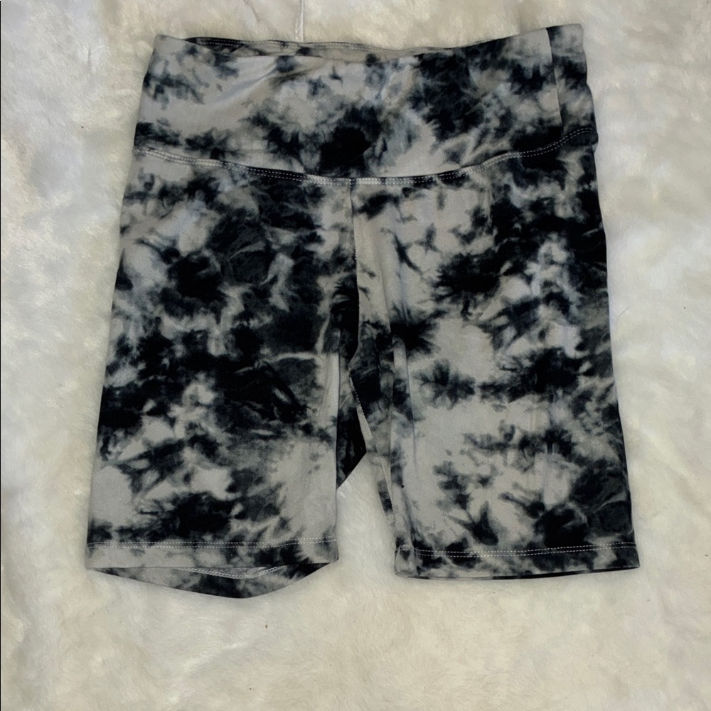 Splash Black and White Tie-Dye Bike Shorts